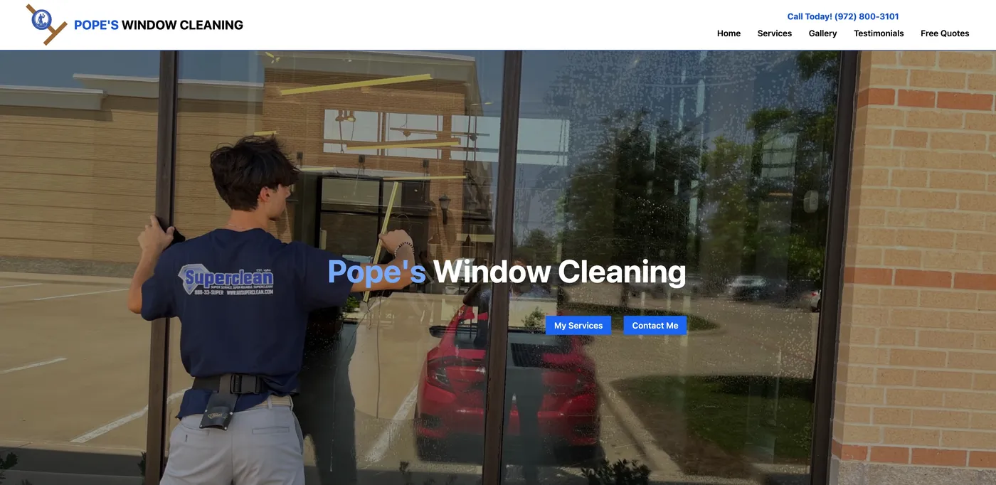 Website hero image for Pope's Window Cleaning